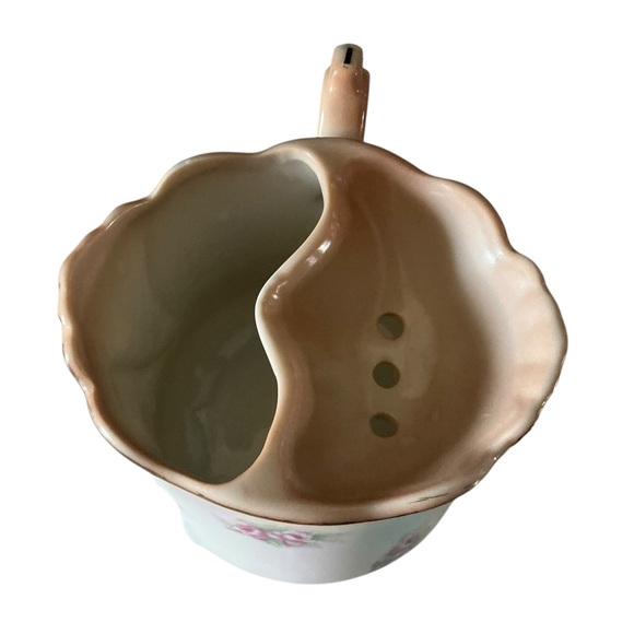 Antique BRADENBURG German porcelain shaving mustache mug floral roses motif - Picture 4 of 8